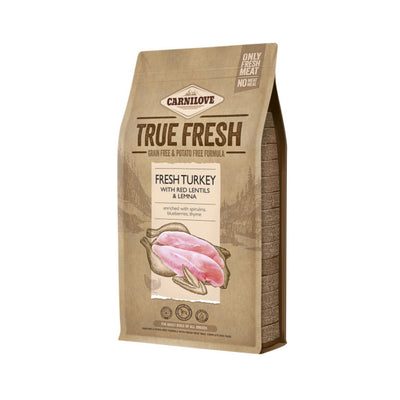 Carnilove True Fresh Turkey, Hrana Uscata pentru Caini Adult, cu Curcan Proaspat, Linte Rosie si Spirulina, Fara Cereale, 1,4kg