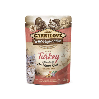 Carnilove, Hrana Umeda pentru Pisici Adult, cu Curcan si Valeriana, Fara Cereale, 85g