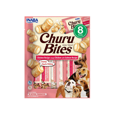 Churu Bites Recompense pentru Caini, cu Pui si Somon, Fara Cereale, 8 x 12g