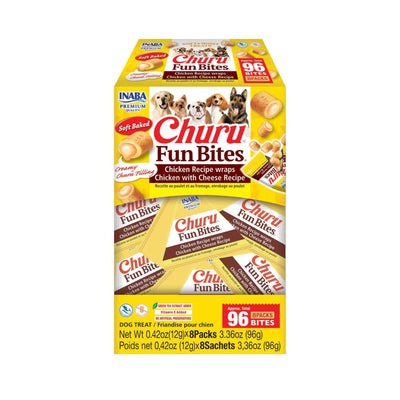 Churu Dog Fun Bites Recompense pentru Caini, cu Pui si Branza, Fara Cereale, 8 x 12g