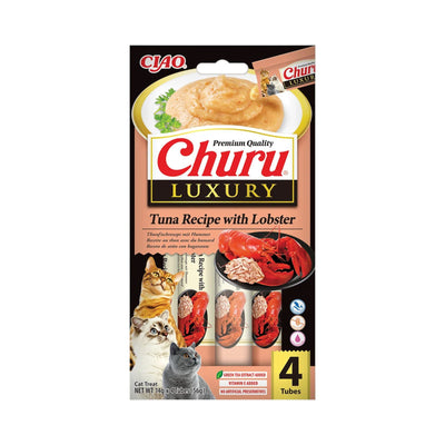 Churu Luxury, Recompensa Cremoasa pentru Pisic,i cu Ton si Homar, Fara Cereale, 4x14g