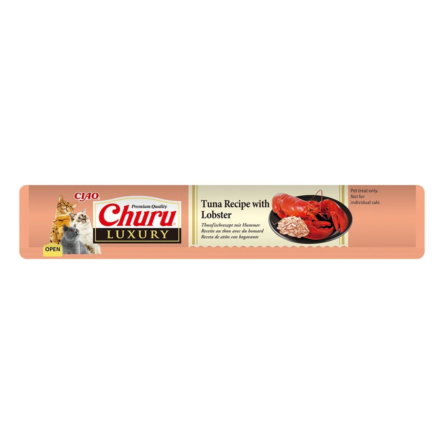 Churu Luxury, Recompensa Cremoasa pentru Pisic,i cu Ton si Homar, Fara Cereale, 4x14g
