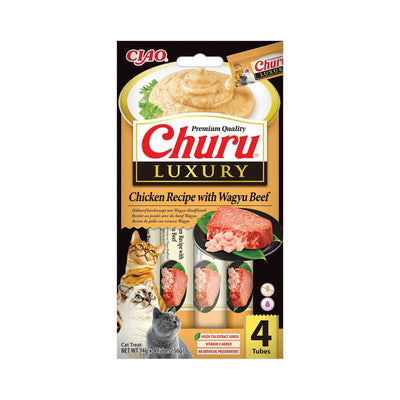 Churu Luxury, Recompensa Cremoasa pentru Pisici, cu Ton si Vita Wagyu, Fara Cereale, 4x14g