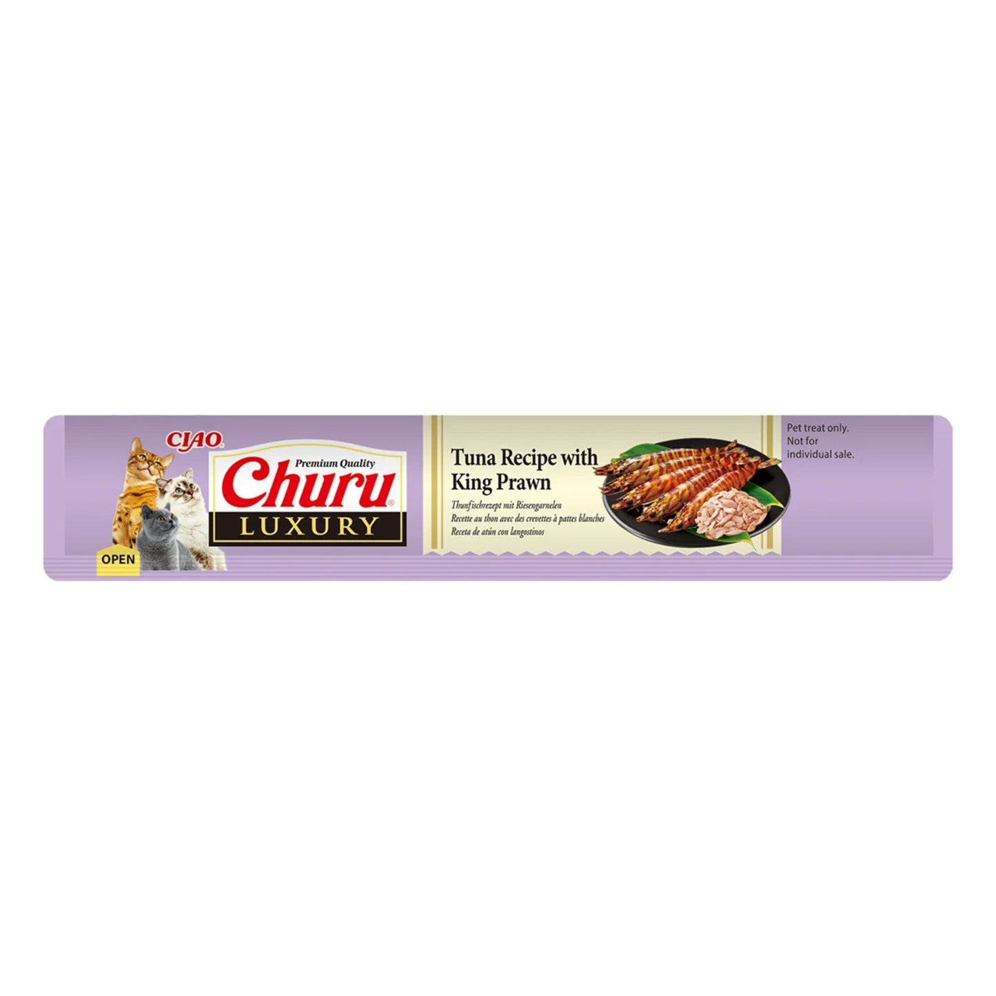Churu Luxury, Recompensa Cremoasa pentru Pisici, cu Ton si Creveti King, Fara Cereale, 4x14g