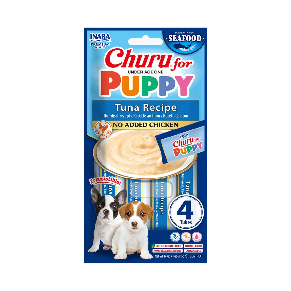 Churu Puppy Recompensa Cremoasa pentru Caini Junior, cu Ton, 4x14g