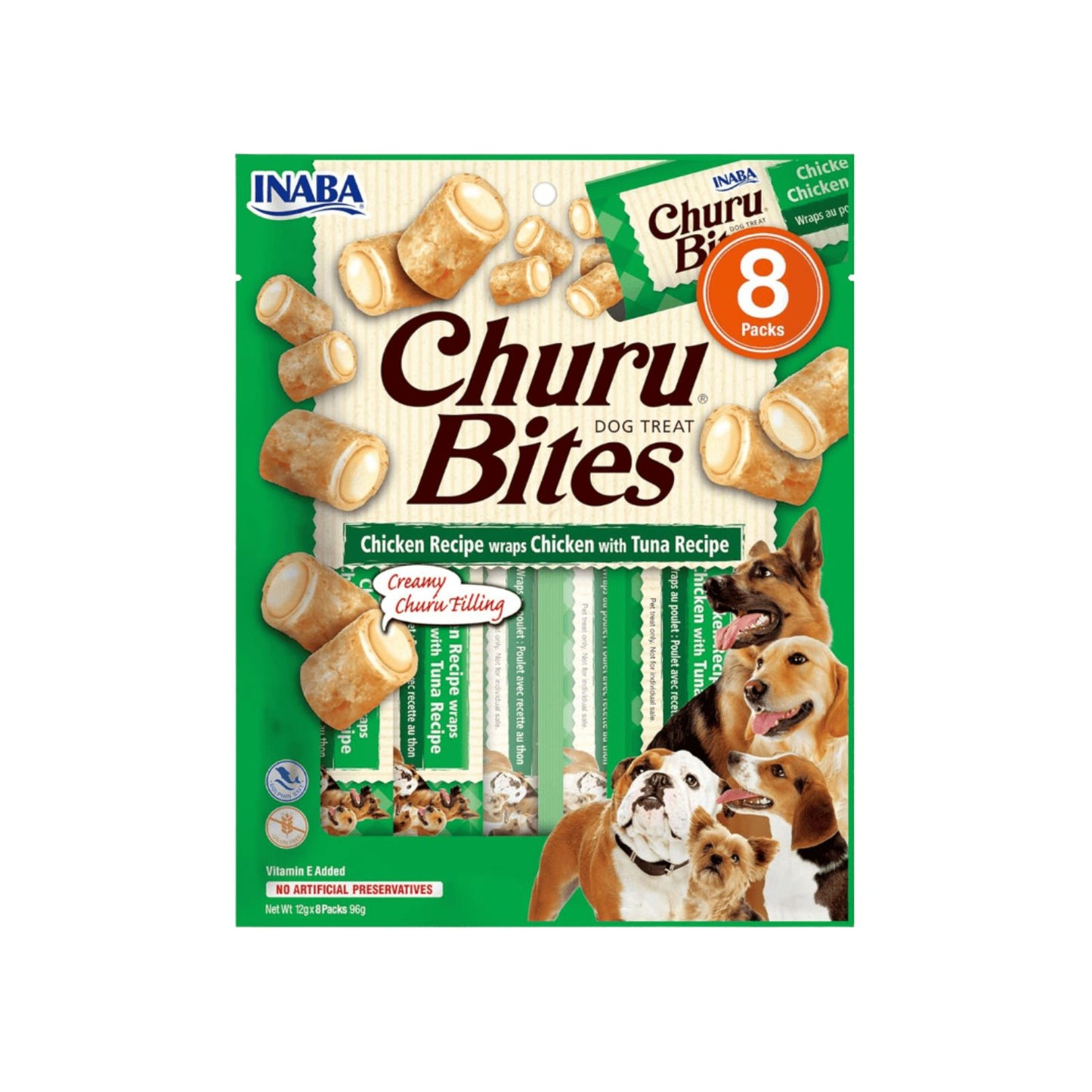 Churu Rolls Recompense pentru Caini, cu Pui si Ton, Fara Cereale, 8 x 12g