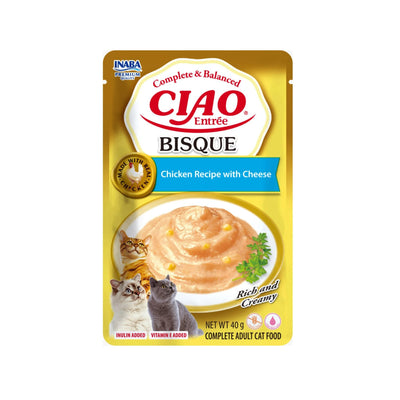 Ciao Entree Bisque, Hrana Umeda Complementara pentru Pisici Adult, Reteta cu Pui si Branza 40g