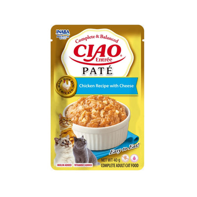 Ciao Entree Pate, Hrana Umeda Completa pentru Pisici Adult, Reteta cu Pui si Branza 40g