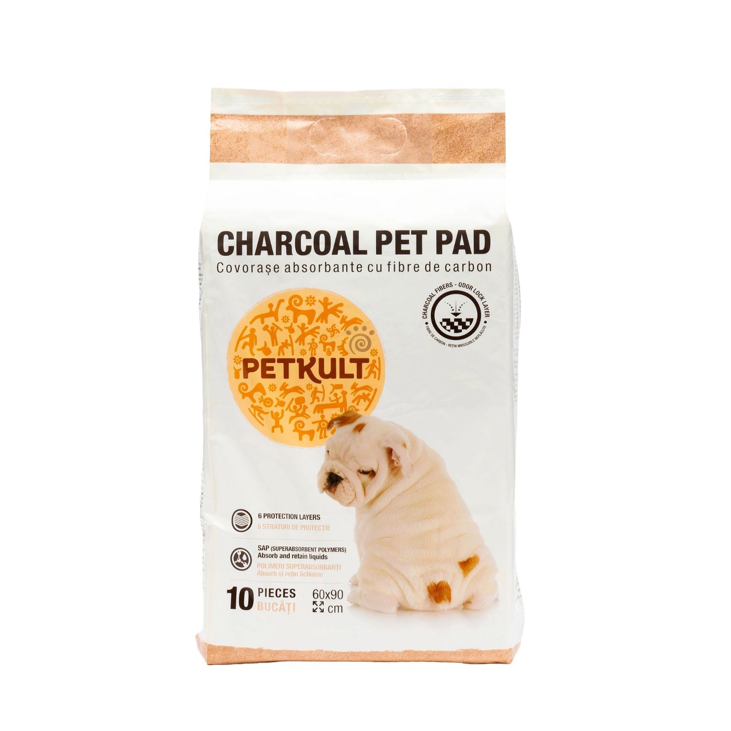 Covorase Absorbante pentru Caini cu Carbon Activ Petkult Charcoal, 60x90 cm,  10 buc