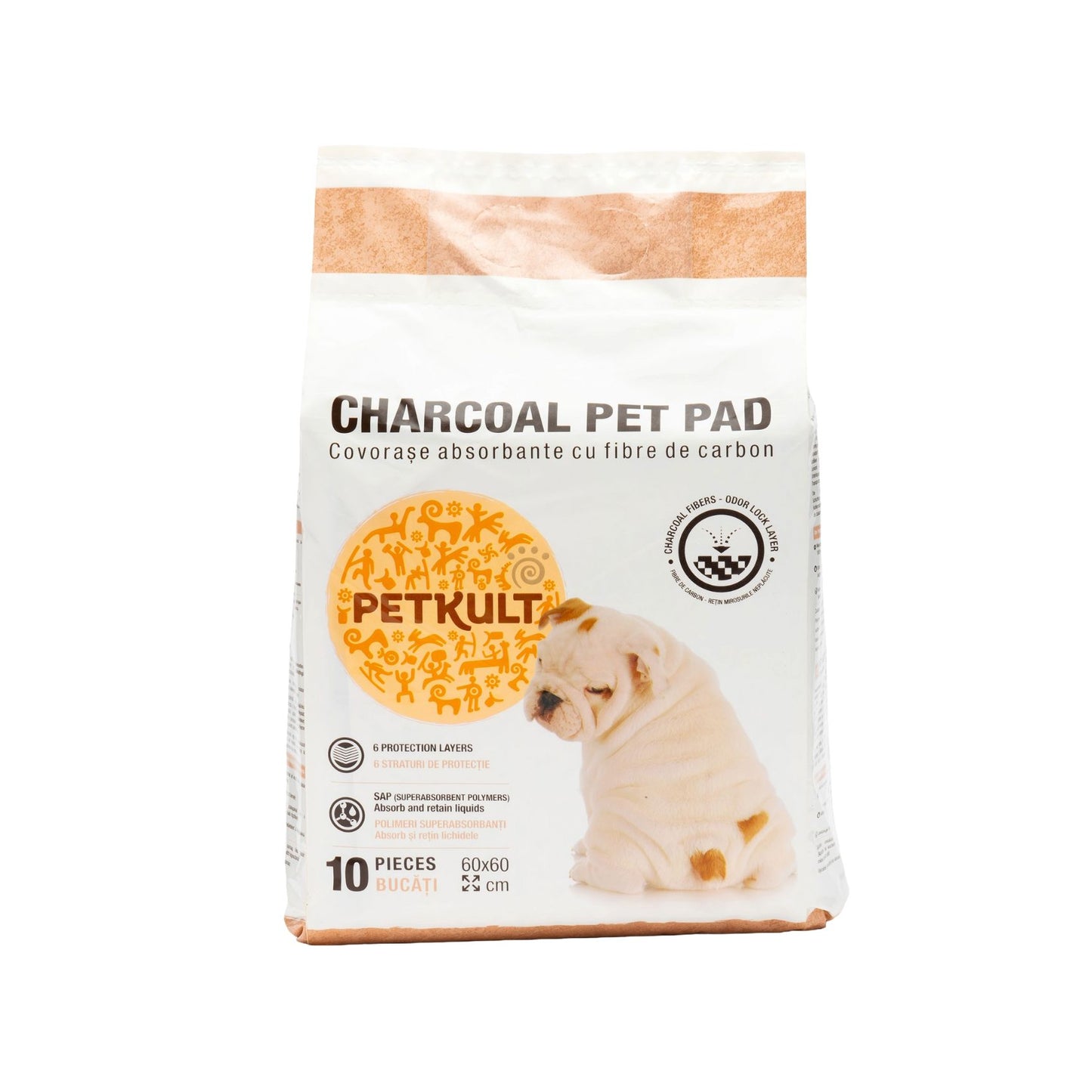 Covorase Absorbante pentru Caini cu Carbon Activ Petkult Charcoal, 60x60 cm,  10 buc