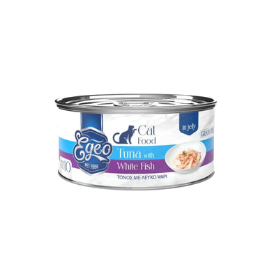 EGEO CATADULT TUNA WITH WHITE FISH JELLY, Hrana umeda pentru Pisici Adult, Ton cu Pește Alb, Fara Cereale, 85g