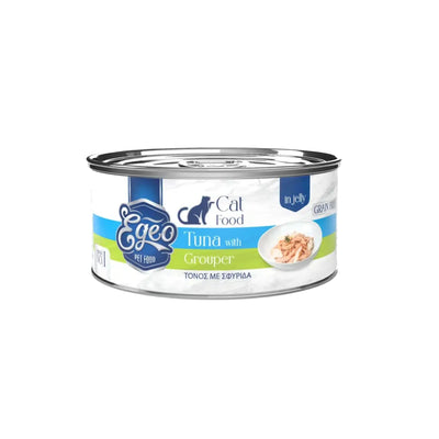 EGEO TUNA WITH GROUPER JELLY, Hrana umeda pentru Pisici Adult, Cu Ton si Corifena, Fara Cereale, 85g
