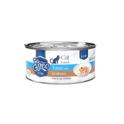 EGEO TUNA WITH SEABASS JELLY, Hrana umeda pentru Pisici Adult, Cu Ton si Biban de mare, Fara Cereale, 85g
