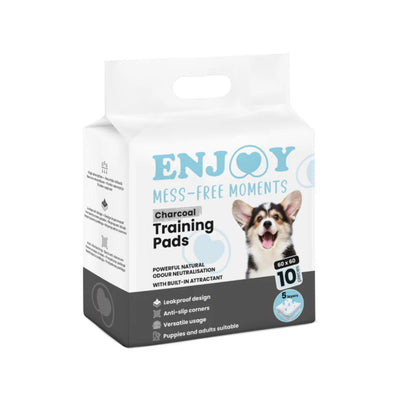 Enjoy Charcoal Pads, Covorase Absorbante pentru Caini cu Carbune Activ si Atractant, 60x60cm, 10 bucati