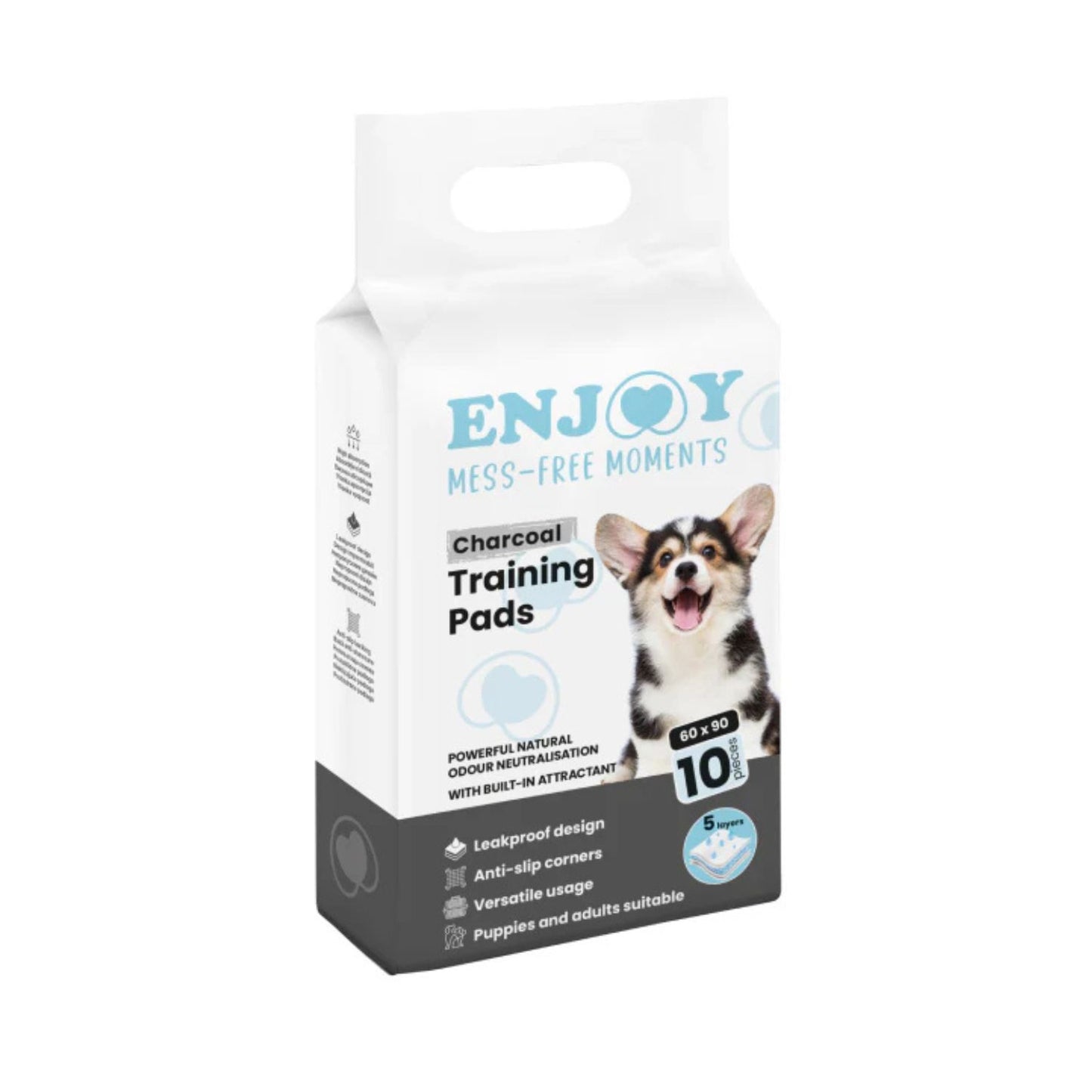 Enjoy Charcoal Pads, Covorase Absorbante pentru Caini cu Carbune Activ si Atractant, 90x60cm, 10 bucati