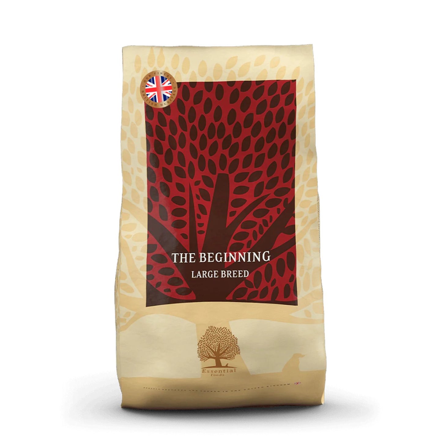 Essential The Beginning Large Breed, Hrana uscata pentru Caini Junior, Talie Mare, cu Pui, Rata si Somon, Crocheta Mare, 10kg