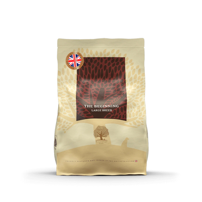 Essential The Beginning Large Breed, Hrana uscata pentru Caini Junior, Talie Mare, cu Pui, Rata si Somon, Crocheta Mare, 2.5kg