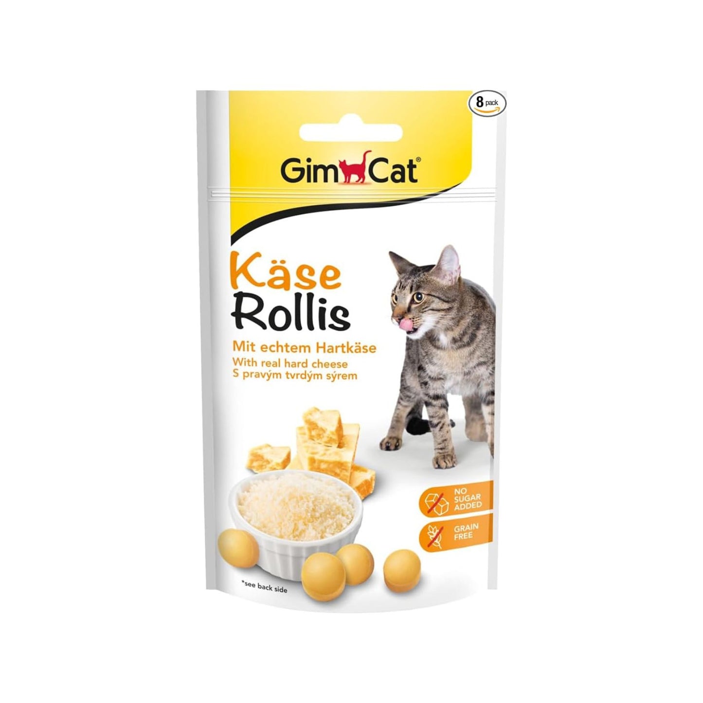 GimCat Cheese Rollis, Recompense Delicioase pentru Pisici, cu Branza, 50g