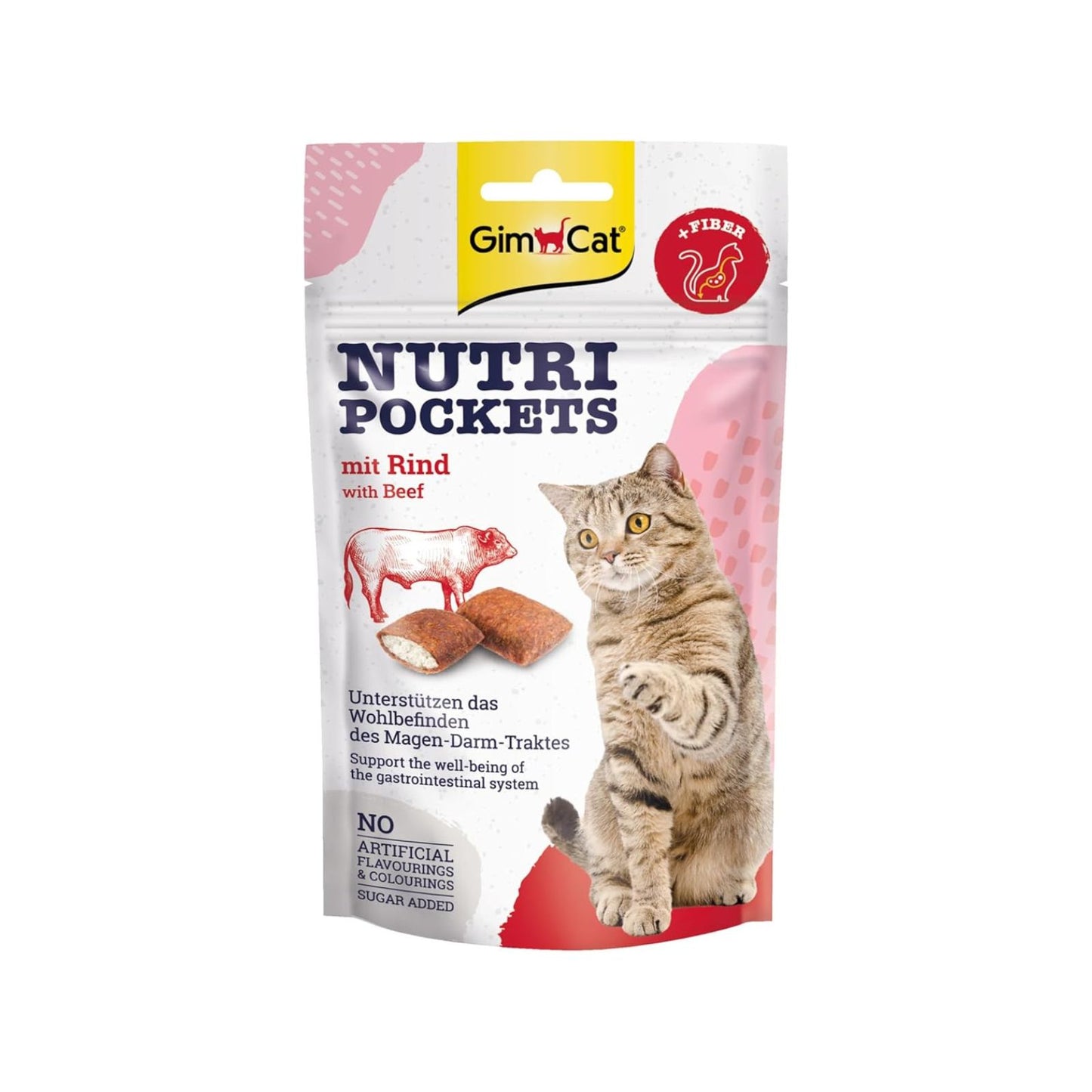GimCat Nutri Pockets, Recompense Crocante pentru Pisici cu Vita si Malt, 60g