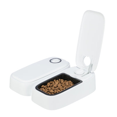 Hrănitor Automat Pisici si Caini Trixie TX2, cu Timer si Racire 2x0.3L, 2 Mese Separate, Alb