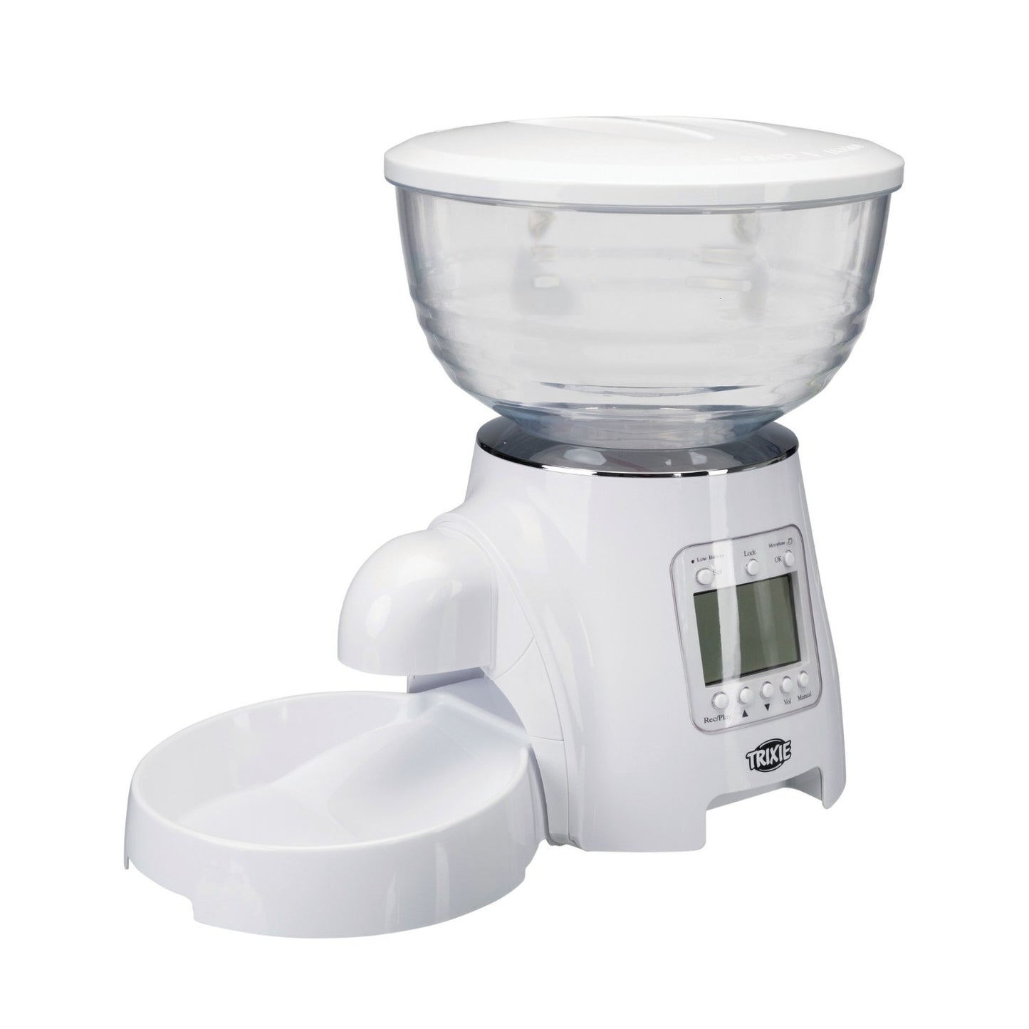 Hranitor Automat Pisici si Caini Trixie TX7, Programabil 5 Mese/Zi cu Mesaj Vocal, 5L, Alb