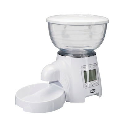 Hranitor Automat Pisici si Caini Trixie TX7, Programabil 5 Mese/Zi cu Mesaj Vocal, 5L, Alb