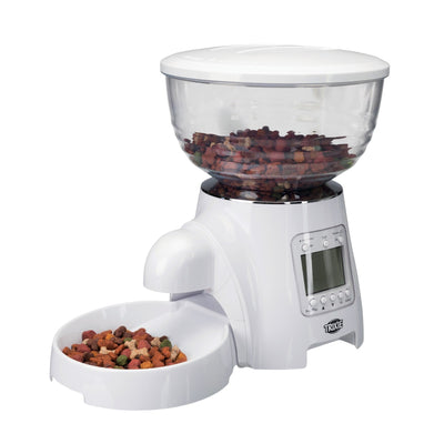 Hranitor Automat Pisici si Caini Trixie TX7, Programabil 5 Mese/Zi cu Mesaj Vocal, 5L, Alb