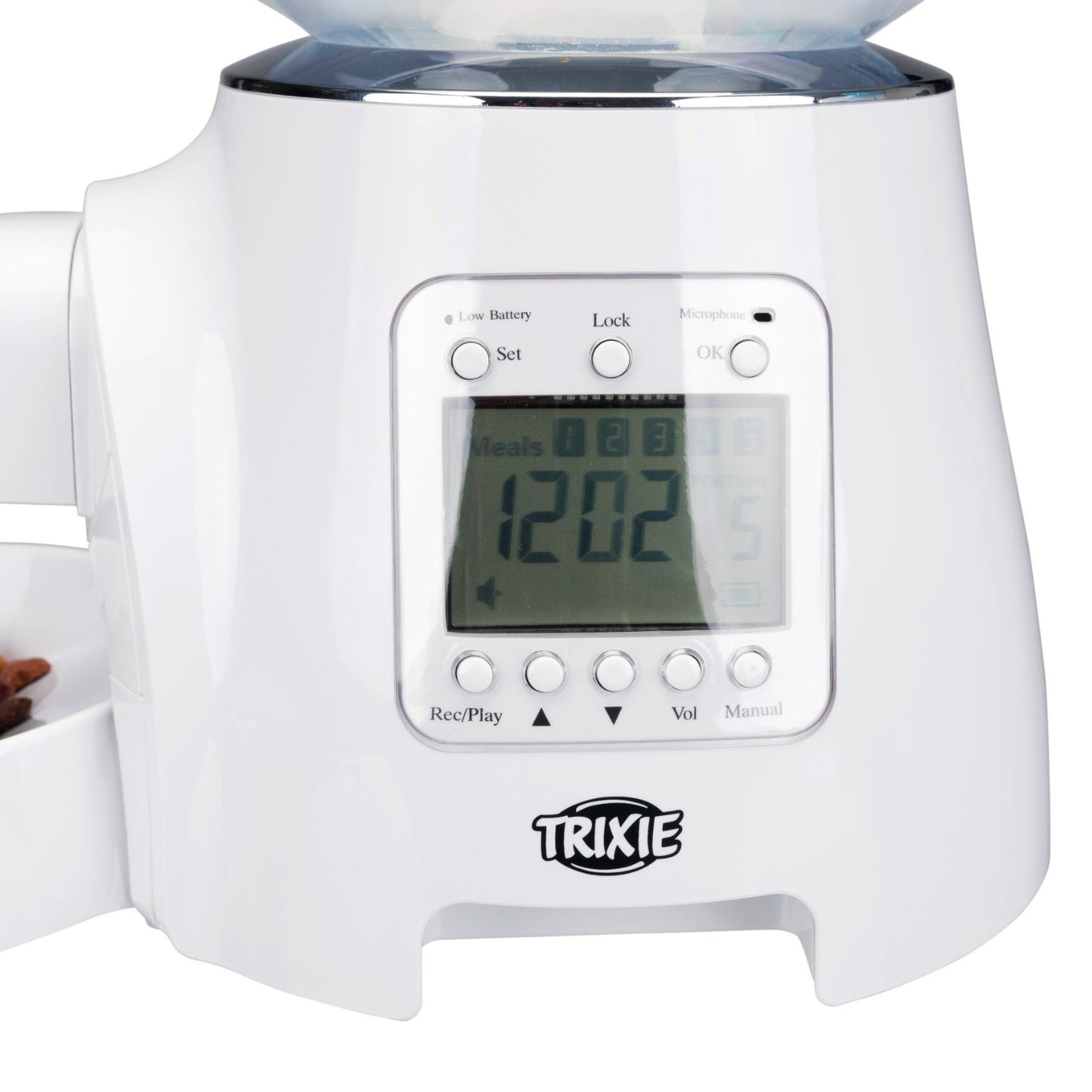 Hranitor Automat Pisici si Caini Trixie TX7, Programabil 5 Mese/Zi cu Mesaj Vocal, 5L, Alb