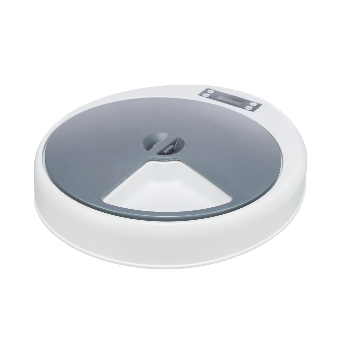 Hranitor Automat Rotativ Pisici si Caini Trixie TX4+1, 5 Mese Programabile, 5x0.25L, Alb/Gri