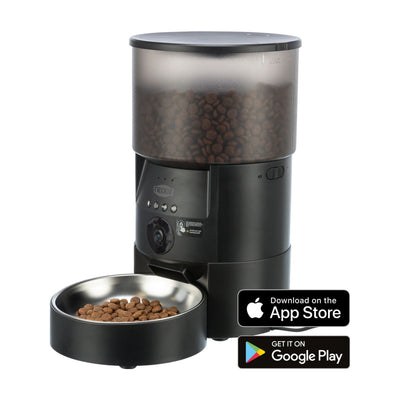 Hranitor Automat Smart Trixie TX-C cu Camera si Control prin Aplicatie, 10 Mese/Zi, 3L, Negru