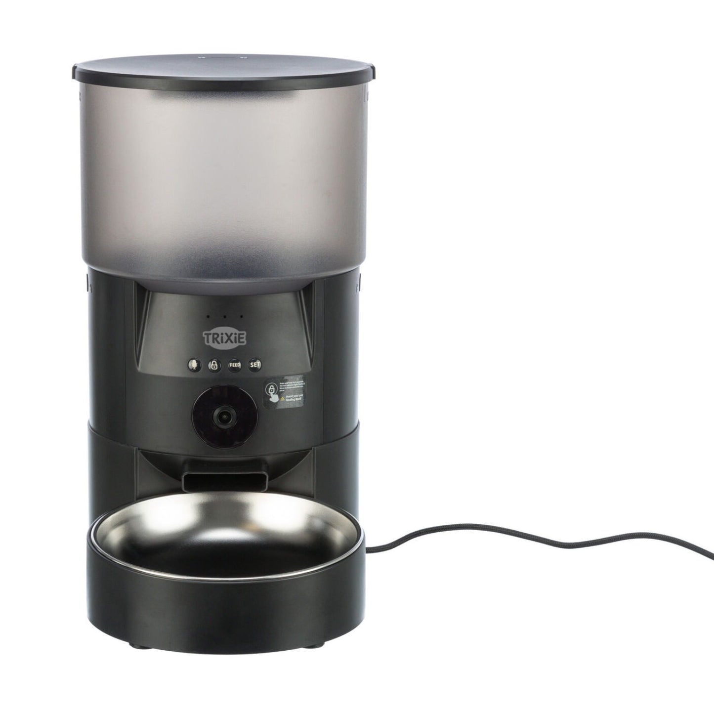 Hranitor Automat Smart Trixie TX-C cu Camera si Control prin Aplicatie, 10 Mese/Zi, 3L, Negru