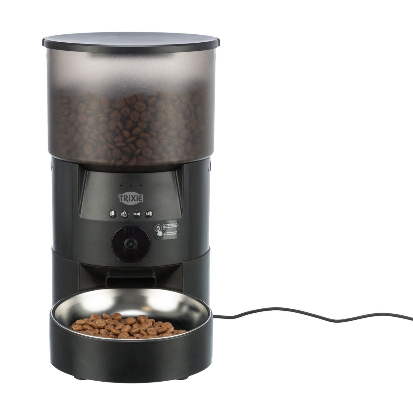 Hranitor Automat Smart Trixie TX-C cu Camera si Control prin Aplicatie, 10 Mese/Zi, 3L, Negru