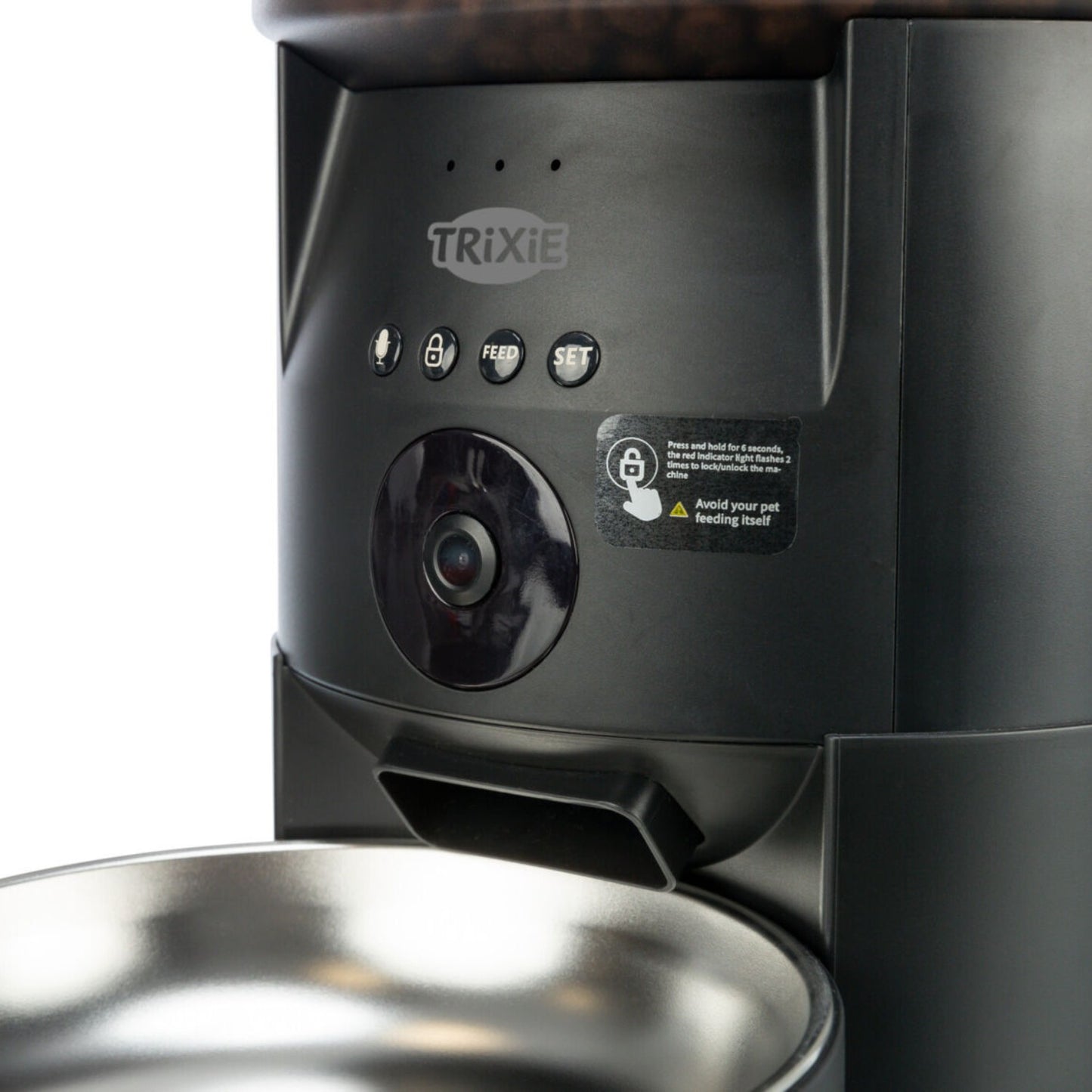 Hranitor Automat Smart Trixie TX-C cu Camera si Control prin Aplicatie, 10 Mese/Zi, 3L, Negru