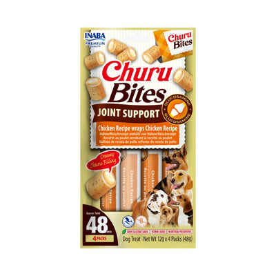 Inaba Churu Bites Joint Support, Recompense pentru Caini, cu Pui si Somon pentru Articulatii, Fara Cereale, 4x12g