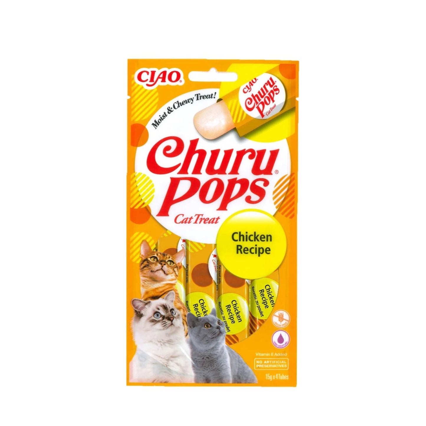 Inaba Churu Pops Recompensa Suculenta pentru Pisici, cu Pui, Fara Cereale, 4 x 15g