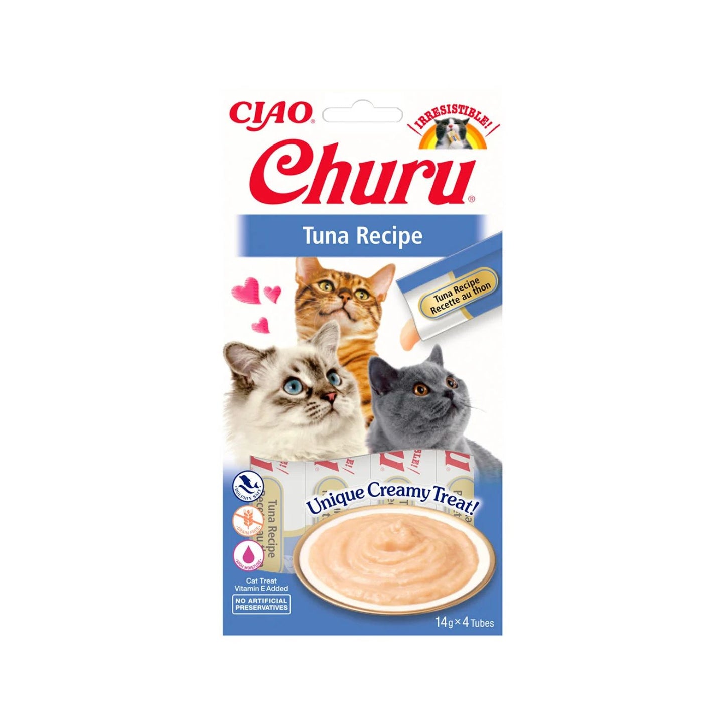 Inaba Churu Recompensa Cremoasa Pisici cu Ton, Fara Cereale, 4 x 14g
