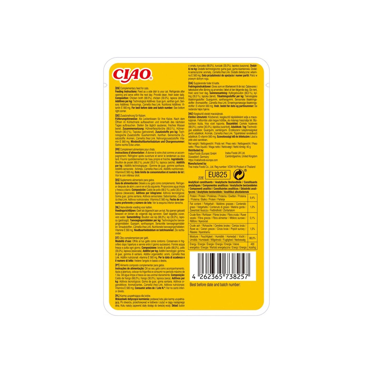 Inaba Ciao Churu Broth pentru Pisici, cu Pui, Hrana Umeda Complementara, Fara Cereale, 40g