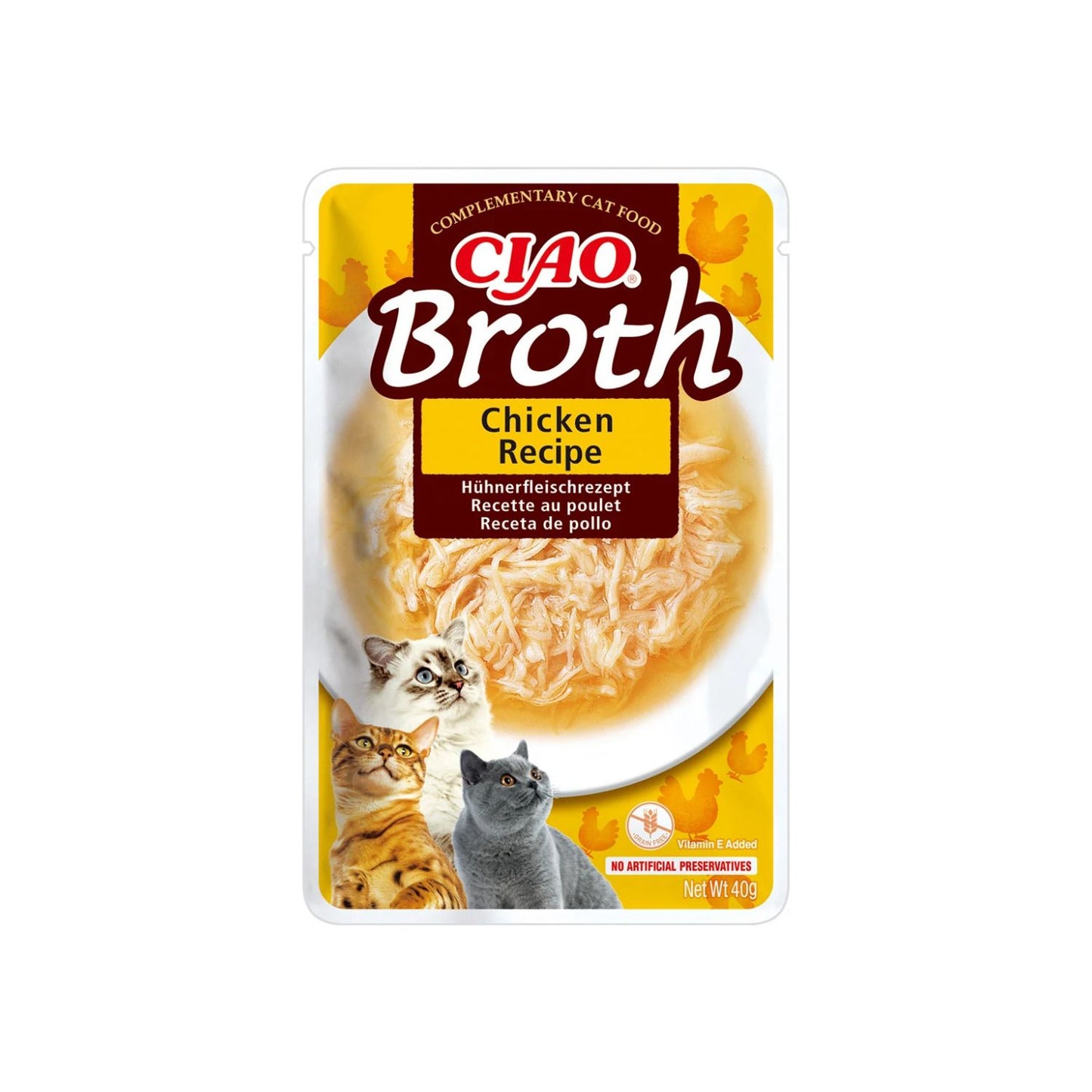 Inaba Ciao Churu Broth pentru Pisici, cu Pui, Hrana Umeda Complementara, Fara Cereale, 40g