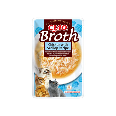 Inaba Ciao Churu Broth pentru Pisici, cu Pui si Scoici, Hrana Umeda Complementara, Fara Cereale, 40g