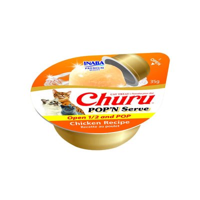Inaba Ciao Churu Pop'n Serve, Recompensa Crema pentru Pisici, cu Pui in Jeleu, Fara Cereale, 2x35g