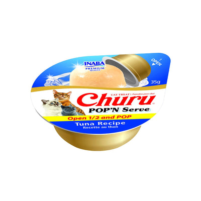 Inaba Ciao Churu Pop'n Serve, Recompensa Crema pentru Pisici, cu Ton in Jeleu, Fara Cereale, 2x35g
