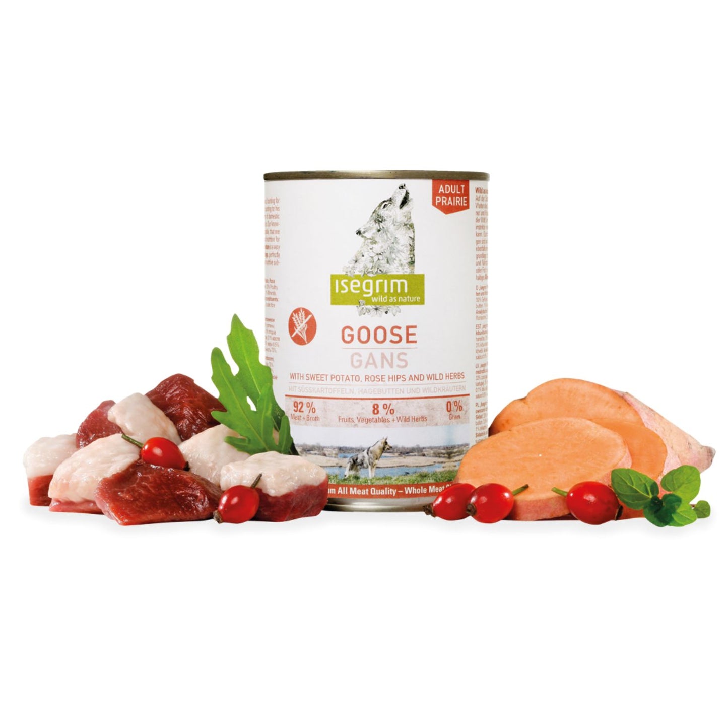 Isegrim Adult, Hrana Umeda pentru Caini Adult, cu Carne de Gasca si Pasare, Cartofi Dulci si Macese, Fara Cereale, 400g/800g