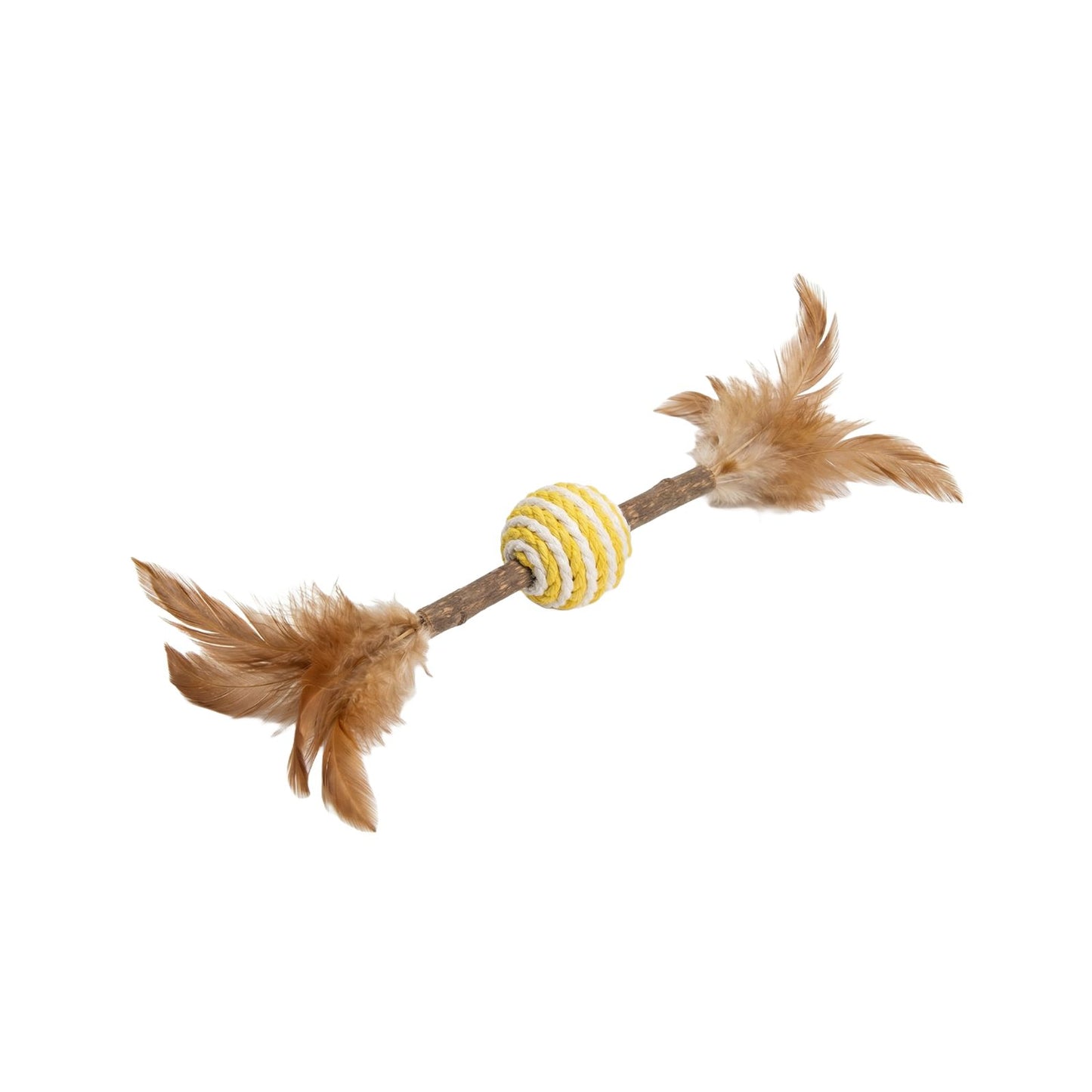 Jucarie Pisici Camon, Sfera Impletita si Pene cu Bastonas Matatabi, 13cm