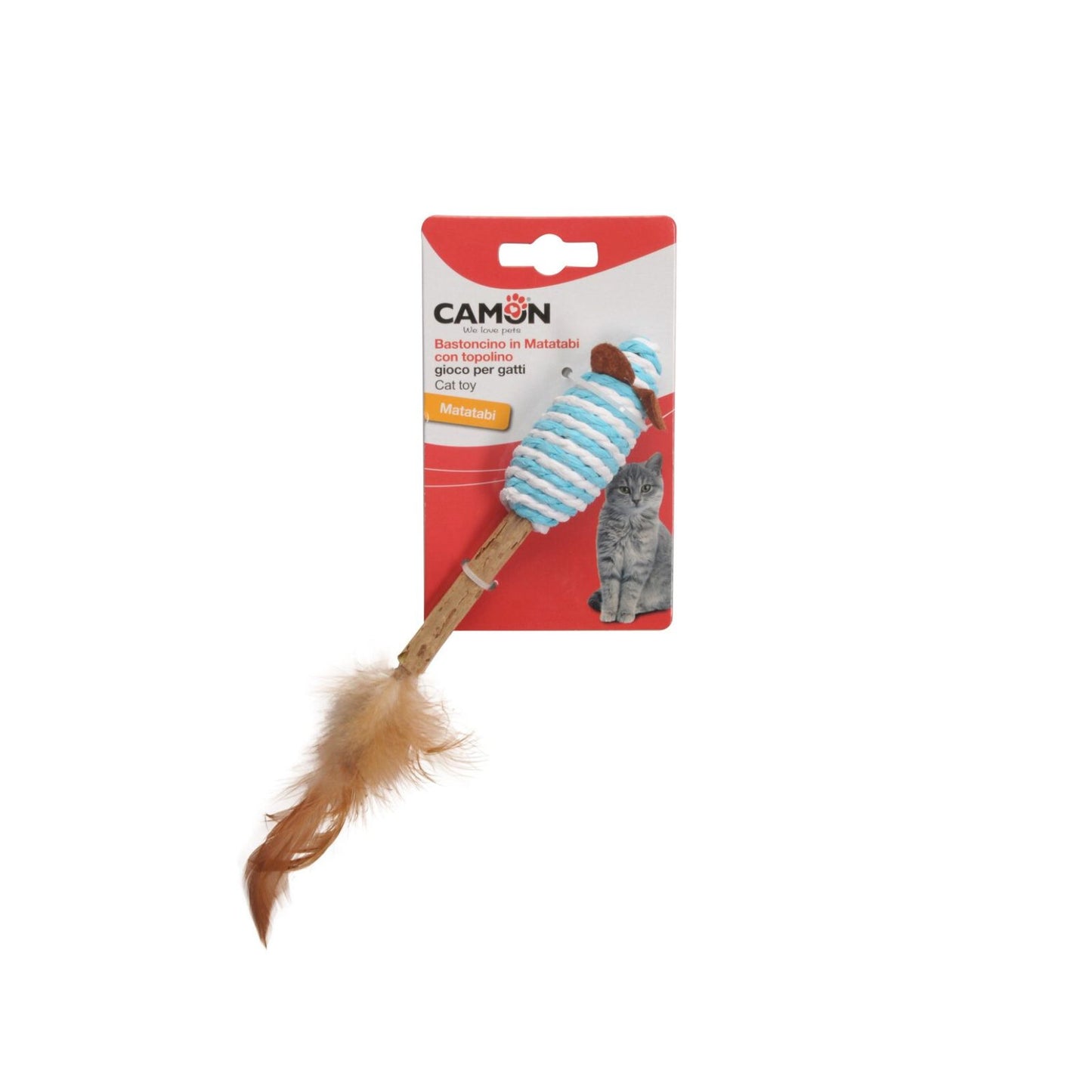 Jucarie Pisici Camon, Soricei cu Matatabi si Pene, 14 cm