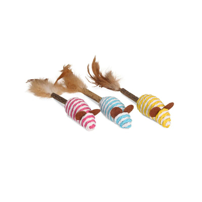 Jucarie Pisici Camon, Soricei cu Matatabi si Pene, 14 cm