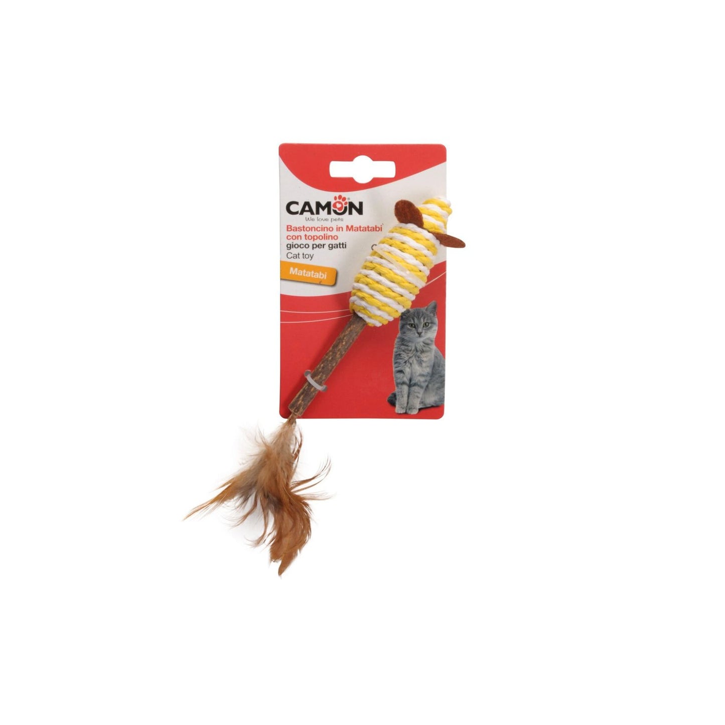 Jucarie Pisici Camon, Soricei cu Matatabi si Pene, 14 cm