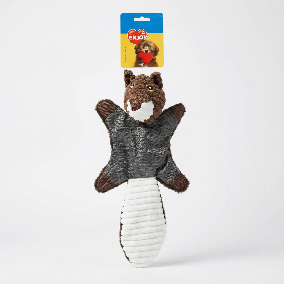 Jucarie pentru Caini Enjoy, Lup din Material Raiat si In, 39 cm