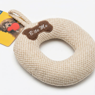 Jucarie pentru Caini Enjoy din Iuta, Perna de Muscatura Rezistenta cu Piuitoare, 24 x 18 cm