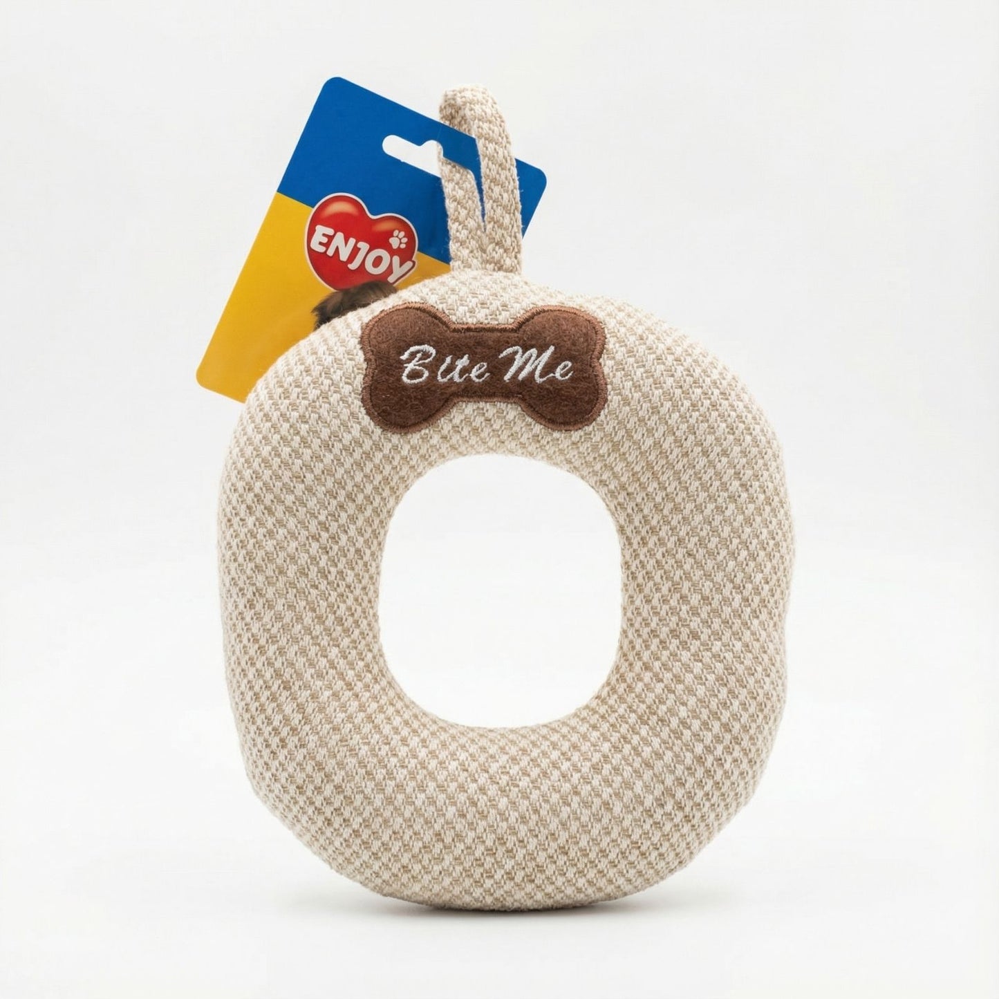 Jucarie pentru Caini Enjoy din Iuta, Perna de Muscatura Rezistenta cu Piuitoare, 24 x 18 cm