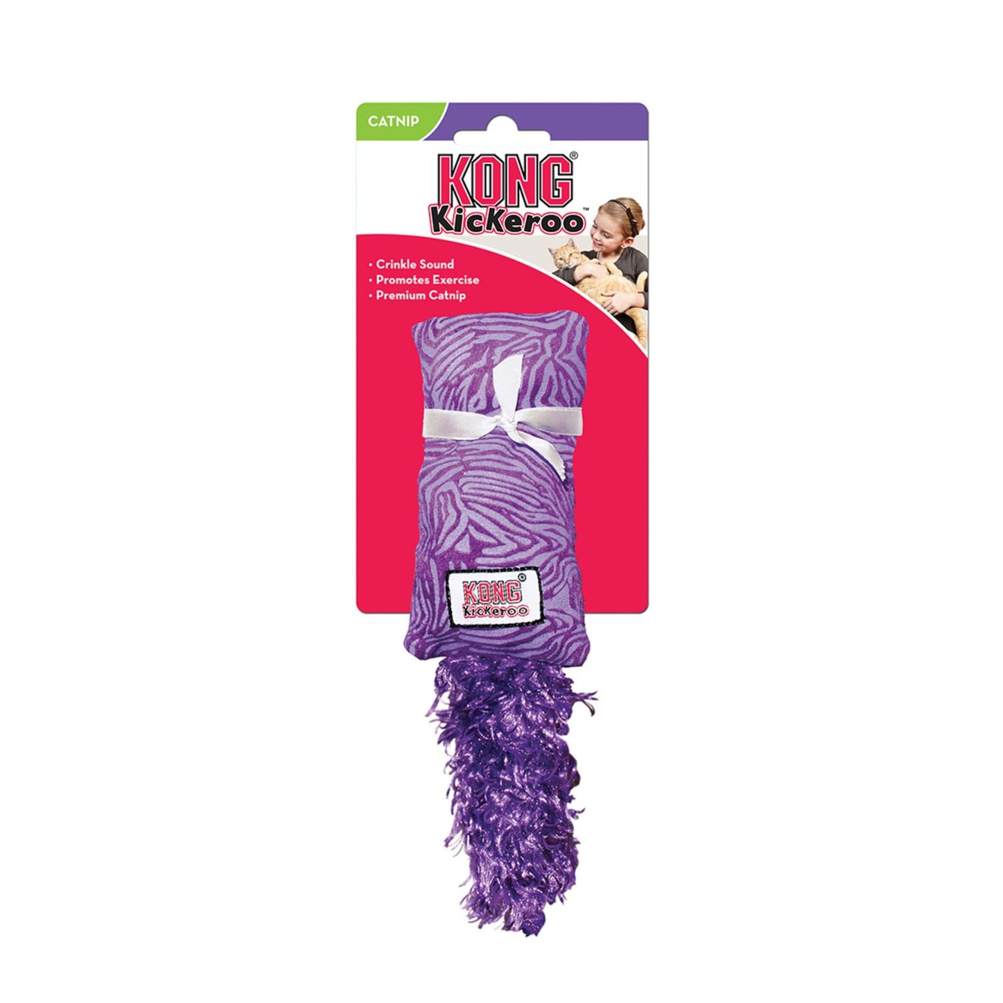 KONG Kickeroo Kitten Jucarie Interactiva pentru Pisoi, Perna de Plus cu Iarba Matei, Stimulează Vanatoarea si Exercitiul Fizic